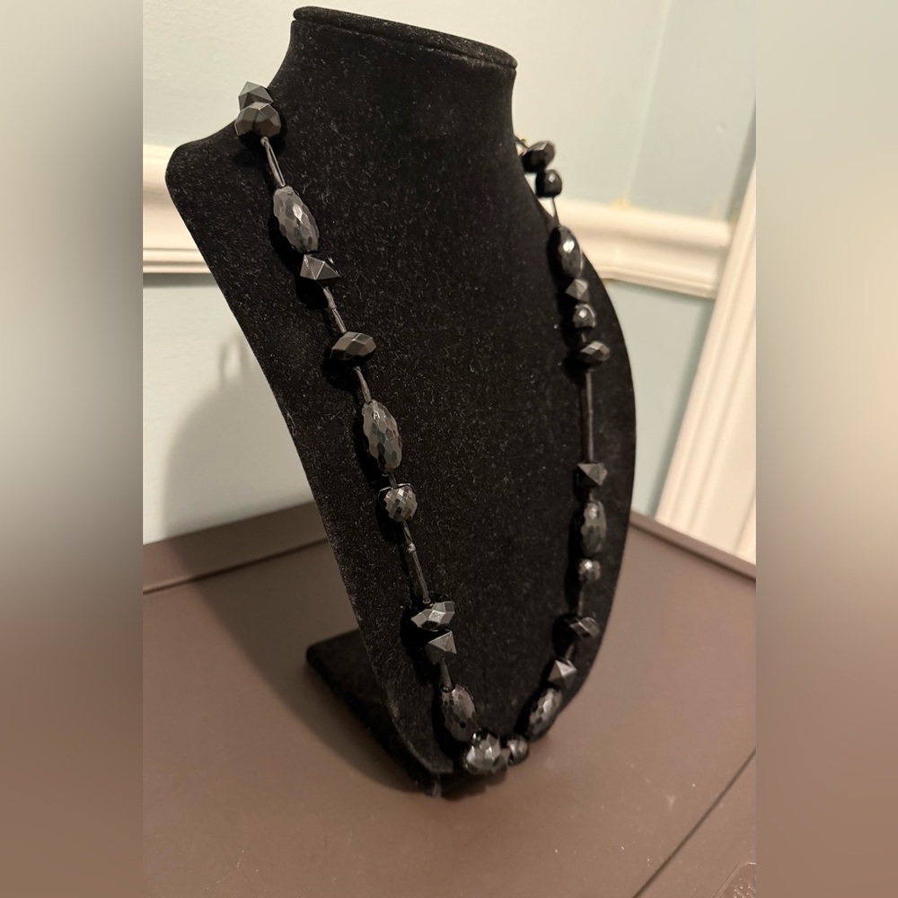 J. Crew Elegant Black Bead Ribbon Adjustable Necklace